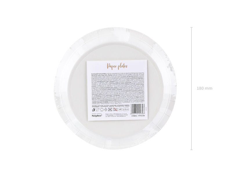 Assiettes blanches à pois or rose 18cm 6pcs