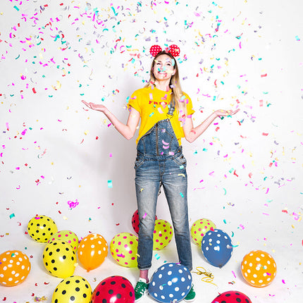 Ballons de baudruche rouges à pois noirs 30cm 6pcs