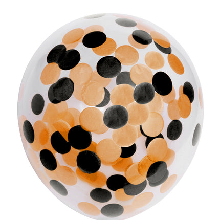 Ballons Confetti Orange Noir 30cm 6pcs