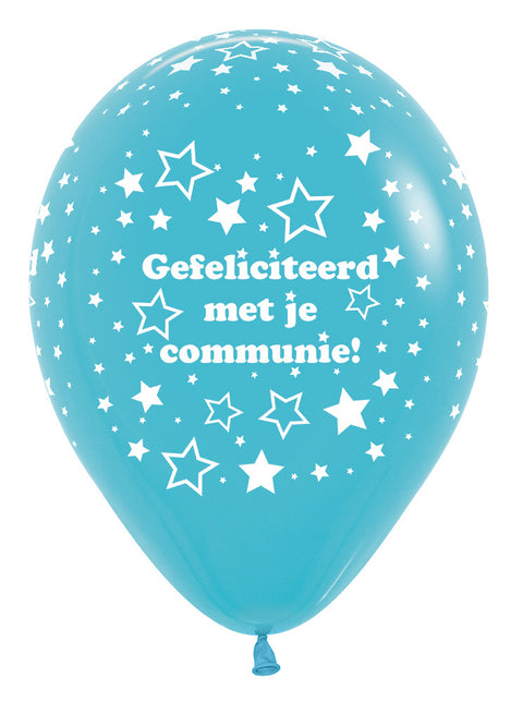 Ballons Communion Étoiles Bleu Caraïbes 30cm 25pcs