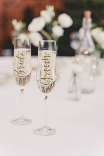 Autocollants en verre doré Groom & Bride
