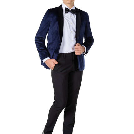 Blazer en velours bleu foncé Garçon Ado <tc>OppoSuits</tc>