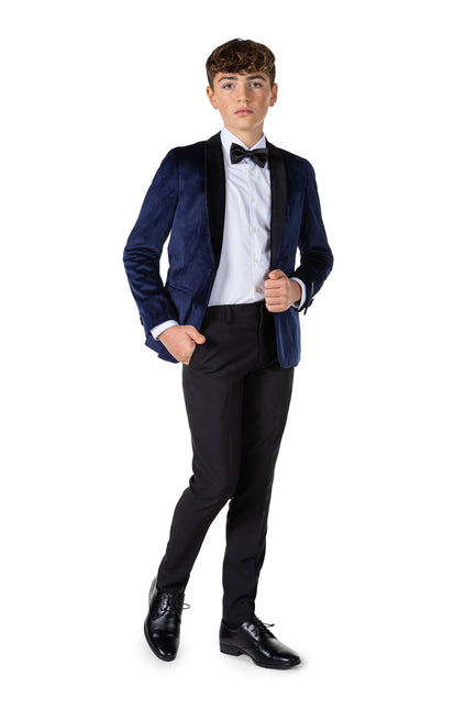 Blazer en velours bleu foncé Garçon Ado <tc>OppoSuits</tc>