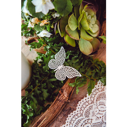 Décoration de table Papier papillon blanc 6.5cm 10pcs