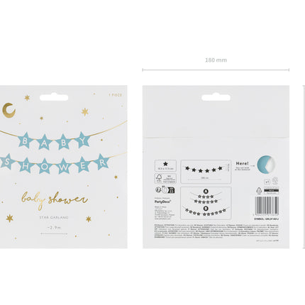 Guirlande Baby Shower bleue étoiles 3m
