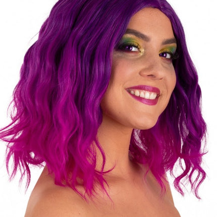Perruque Alicia Half Long With Wave Purple to Pink