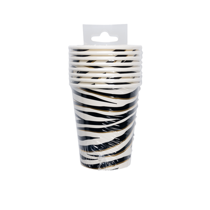 Gobelets Zebra 9cm 8pcs