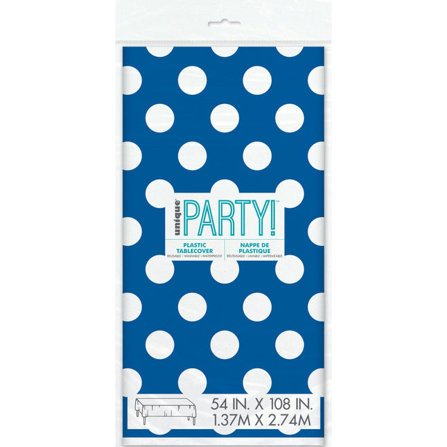 Nappe bleue à pois blancs 2.74m