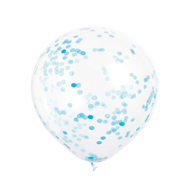 Ballons confettis bleu clair 30cm 6pcs