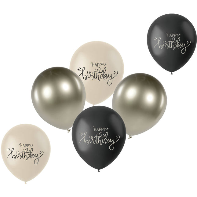Bon anniversaire Ballons noirs 33cm 6pcs