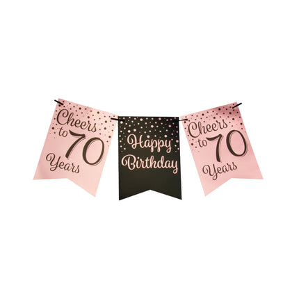 Bannière 70 ans Rose Noir 6m