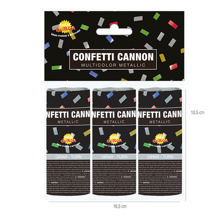 Conffeti Cannon Multicolore 10.5cm 3pcs