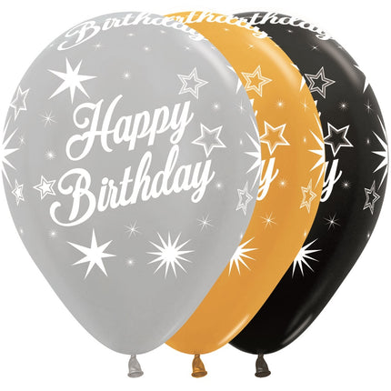 Ballons Happy Birthday Sparkle Elegant Mix 30cm 25pcs