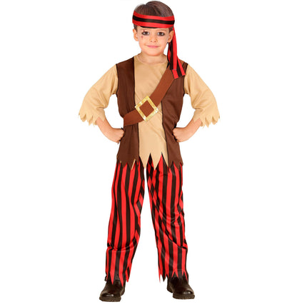 Costume de pirate garçon brun rouge