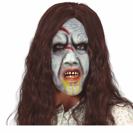 Masque d'Halloween Horreur Femme avec cheveux