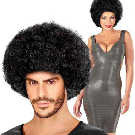 Perruque noire afro unisexe