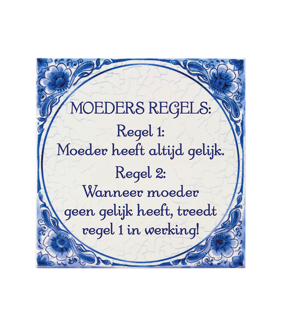 Carreau bleu de Delft Règle des mères 14.5cm