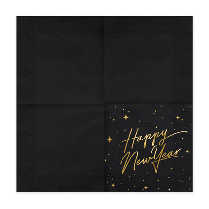 Serviettes de table pour le Nouvel An Noir 33cm 20pcs