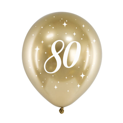 Ballons 80 ans or 30cm 6pcs