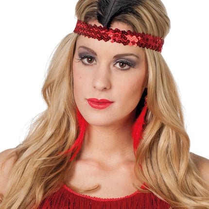 Bandeau rouge Charleston avec plume