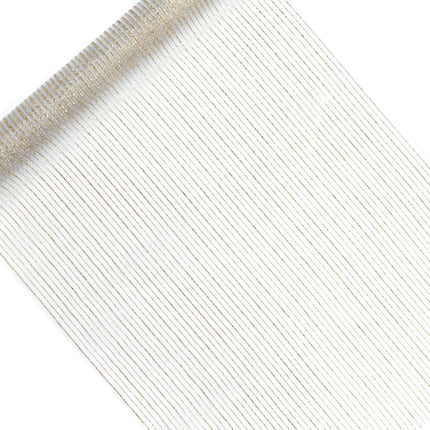 Tissu organza blanc rayures dorées 48cm 9m