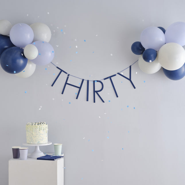 Guirlande bleue 30 ans avec ballons 1.5m