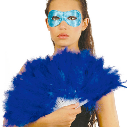 Éventail plumes bleues
