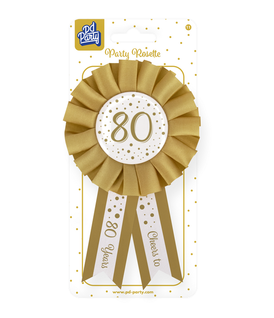 Rosette 80 ans or blanc 14cm