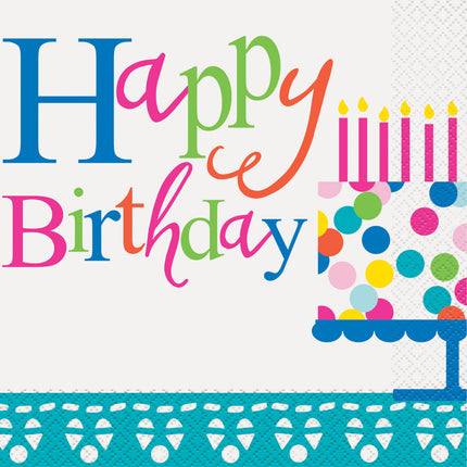 Anniversaire Confetti Cake Napkins 16pcs