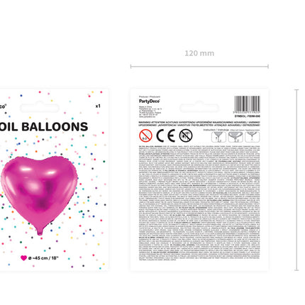 Ballon à l'hélium Coeur Fuchsia Vide 45cm