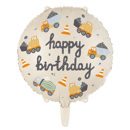 Bon anniversaire Ballon à l'hélium Véhicules de construction Vide 45cm