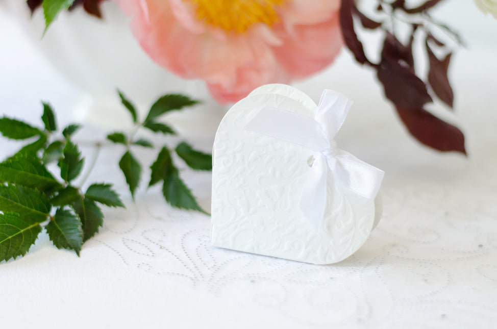 Boîtes cadeaux Coeur Blanc 10cm 10pcs
