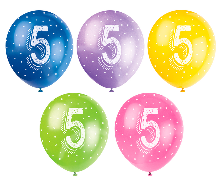 Ballons 5 ans Confetti 30cm 5pcs