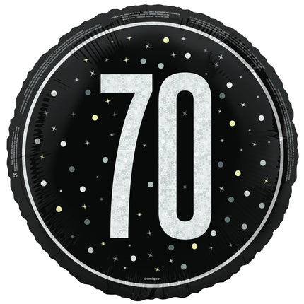 70 ans Ballon à l'hélium noir vide 45cm