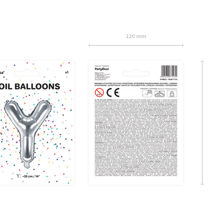 Ballon de baudruche Lettre Y Argent Vide 35cm