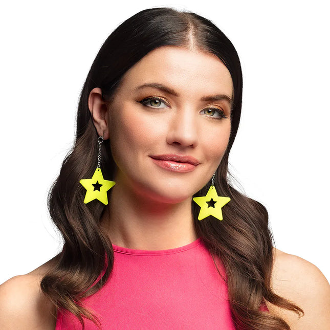 Boucles d'oreilles étoile jaune fluo