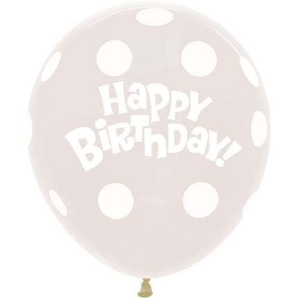 Ballons Birthday Dots Clear 45cm 25pcs