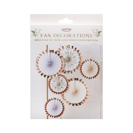 Eventails en papier Fleurs 6pcs