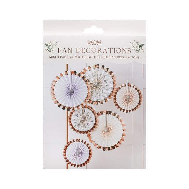 Eventails en papier Fleurs 6pcs