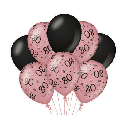 Ballons 80 Years Rose Black 30cm 8pcs