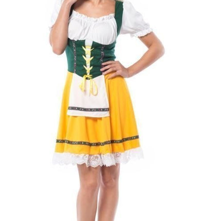 Robe Dirndl Oktoberfest Jaune Vert