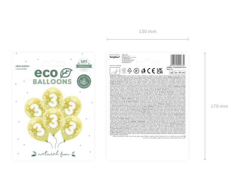 Ballons 3 ans or 33cm 6pcs