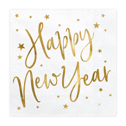 Serviettes de table pour le Nouvel An blanc 33cm 20pcs