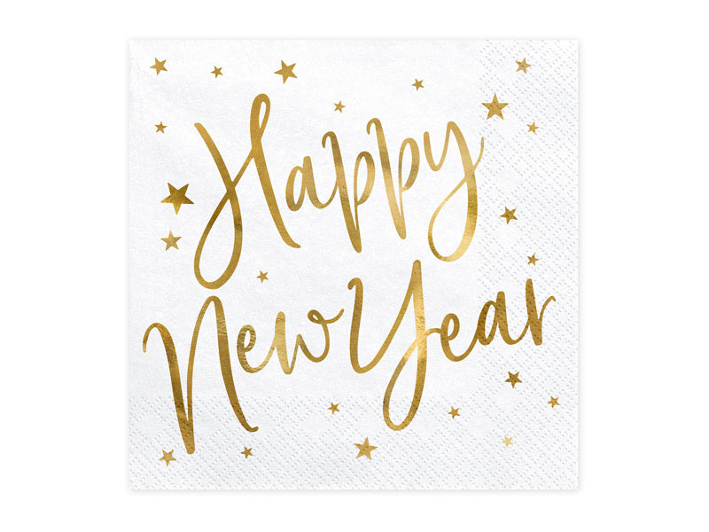 Serviettes de table pour le Nouvel An blanc 33cm 20pcs