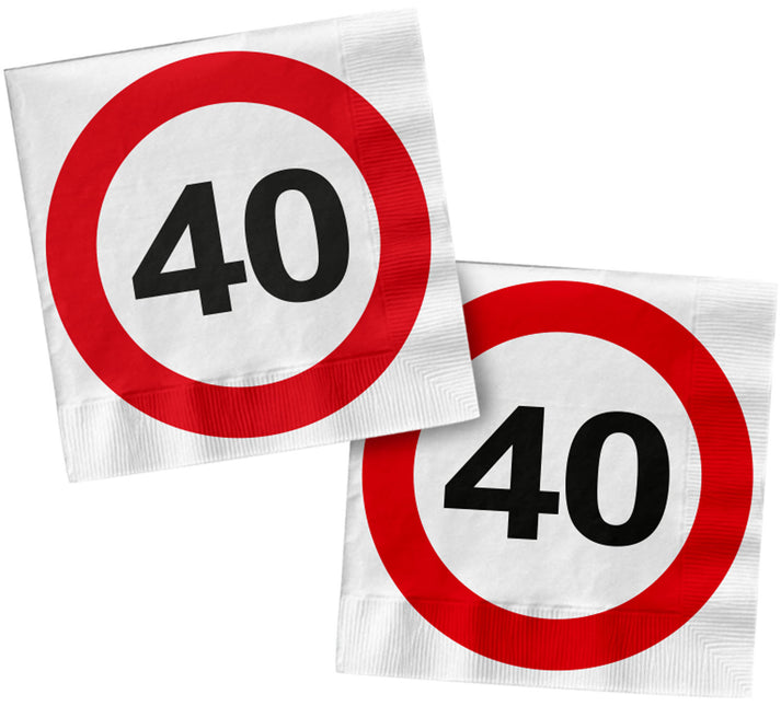 Serviettes de table 40 Years Traffic Sign Square 33cm 20pcs