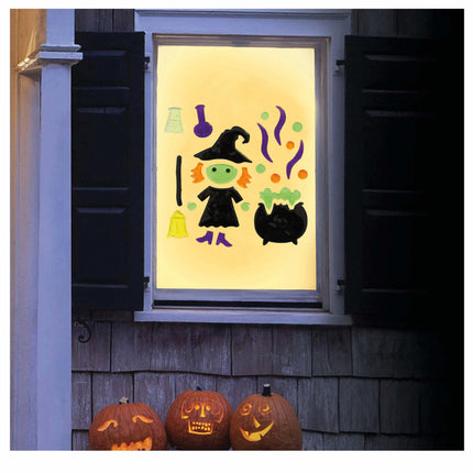 Décoration de fenêtre pour Halloween Chaudron de sorcière