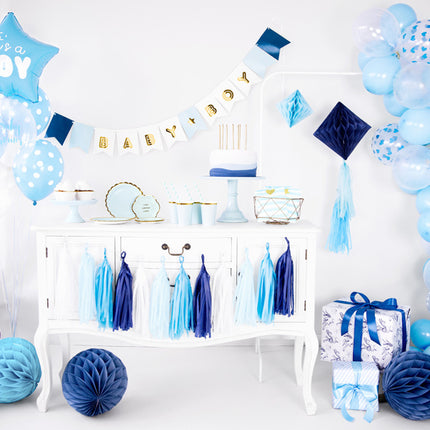 Assiettes en carton bleu clair or 18cm 6pcs