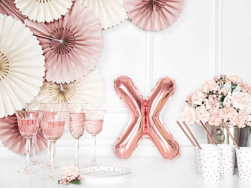 Ballon de baudruche Lettre X Or Rose Vide 35cm