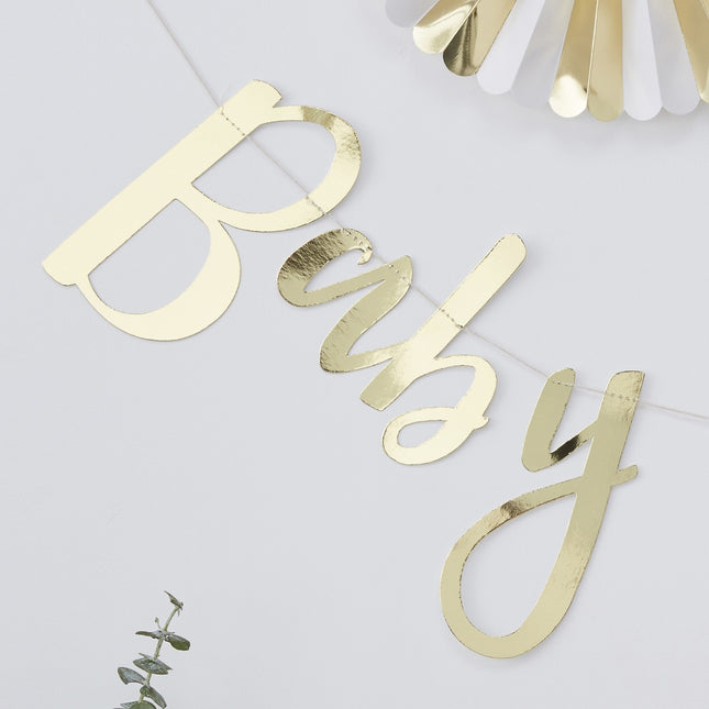 Guirlande de lettres dorées Baby Shower 1.5m