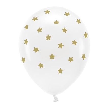 Ballons blancs Étoiles d'or 33cm 6pcs